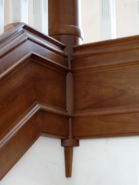 Stair railing and decorative skirt - http://freeportwoodworking.com/project/interior-trim/